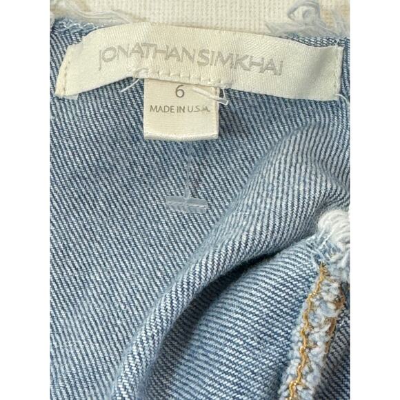 Jonathan Simkhai Asymmetric Ruffled Dress Womens 6 Distressed Indigo Denim - Picture 7 of 14